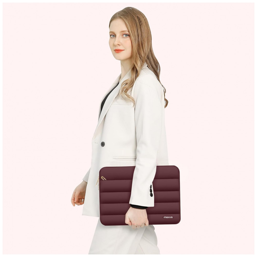 MOSISO 15-15,6" Capa Puff para Laptop com Bolsa Adicional, Compatível com MacBook Pro 16, HP, Dell, ASUS, Acer, Lenovo, Vinho - Imagem 6