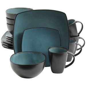 Aparelho de Jantar com 16 Peças em Cerâmica Serve 4 Pessoas Gibson Elite Soho Preto e Verde