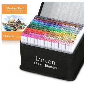 Kit de Canetas Profissionais com Pontas Duplas e Estojo 172 Peças Lineon