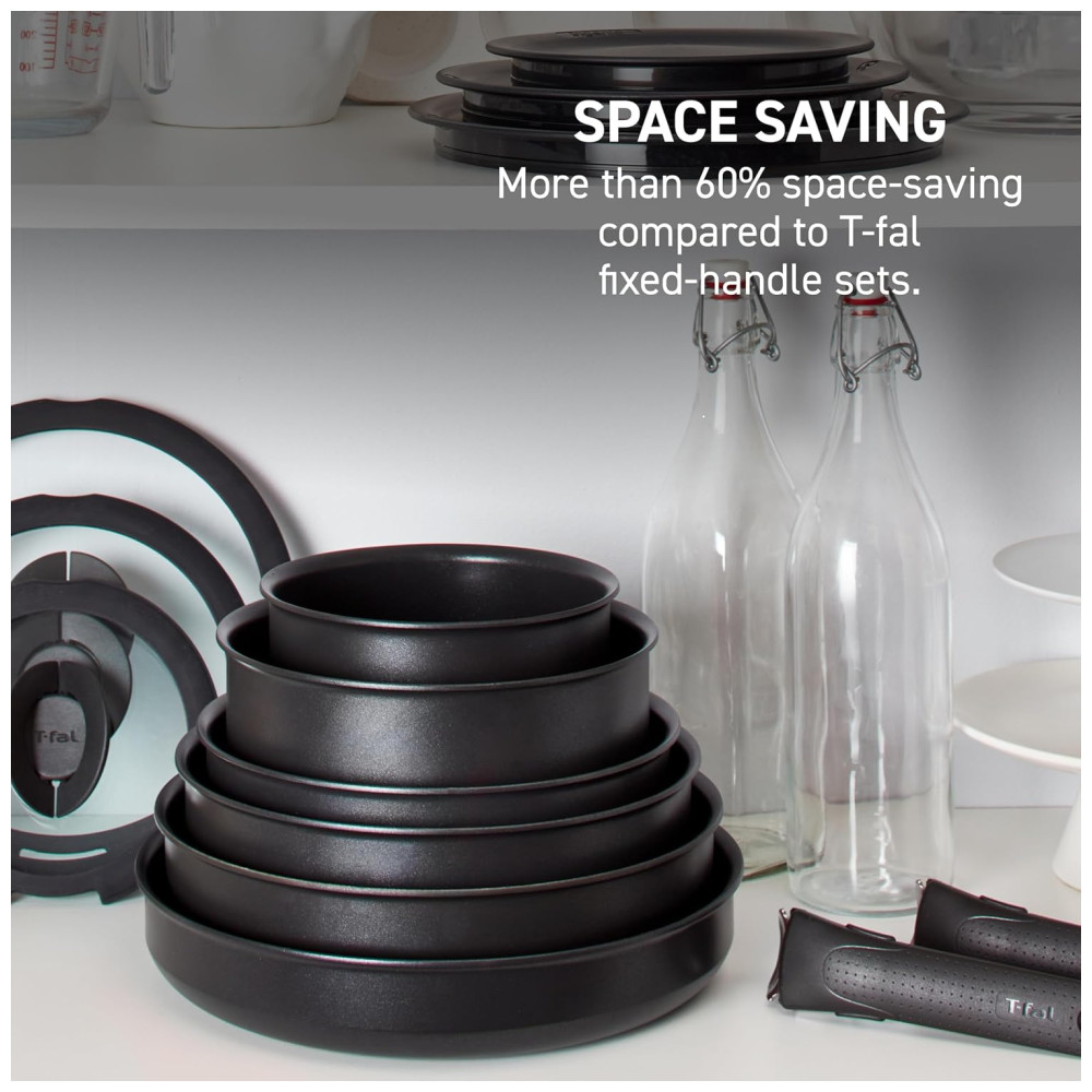 Jogo de Panelas Potes e Frigideiras Antiaderentes 14 Peças com Cabo Removível e Material Alumínio T-Fal Vermelho Cereja - Imagem 3