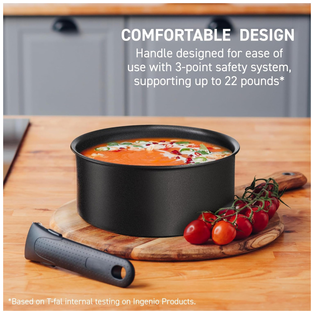 Jogo de Panelas Potes e Frigideiras Antiaderentes 14 Peças com Cabo Removível e Material Alumínio T-Fal Vermelho Cereja - Imagem 5