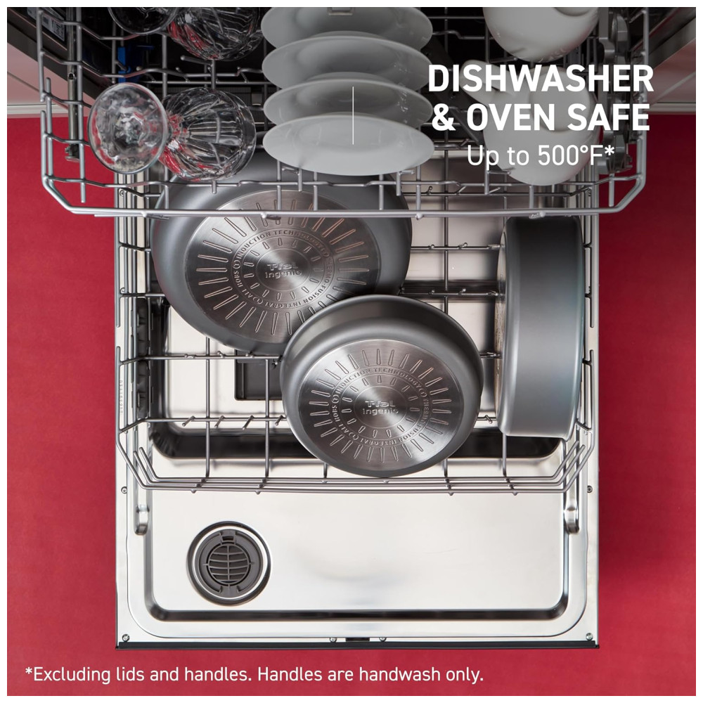 Jogo de Panelas Potes e Frigideiras Antiaderentes 14 Peças com Cabo Removível e Material Alumínio T-Fal Vermelho Cereja - Imagem 7