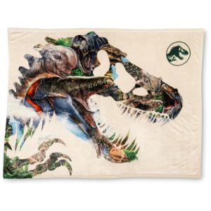 Cobertor infantil plush Franco Jurassic World Rebirth toque de seda 116 cm x 152 cm leve para cama e sofá