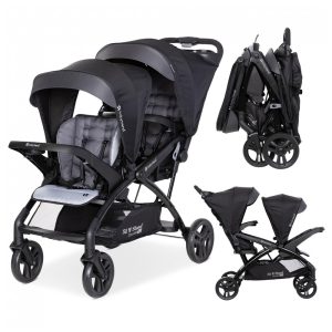 Carrinho de Bebê Duplo com Porta Copos Baby Trend Preto