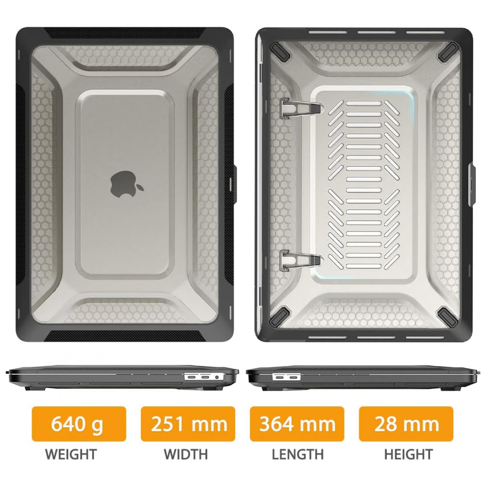 Capa Rígida Antichoque Preta para MacBook Pro 16″ (2019–2021 Modelo A2141 com Touch Bar & Touch ID) – Mektron - Imagem 2