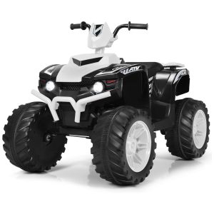 Kids Quadriciclo Elétrico 1 Assento 12V com Luzes de LED e Controle Remoto MP3 COSTZON Preto