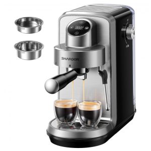 Máquina de Espresso 20 Bar SHARDOR Prata com Touchscreen e Vaporizador de Leite 118L 110V ​