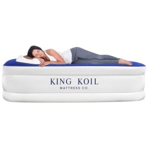 Colchão Inflável King Koil Premium Luxury Tamanho King com Bomba Integrada - Ideal para Casa Camping e Hóspedes - 41 cm Califórnia King Size