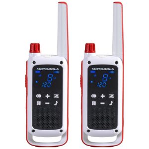 Rádio Comunicador Walkie Talkie Motorola Solutions Red Cross T478 Talkabout Branco Rádio Bidirecional Recarregável de Preparação para Emergências