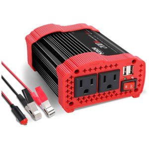Inversor de Potência 200W 12V Para AC 2 Tomadas 2 USB 110v NDDI Vermelho