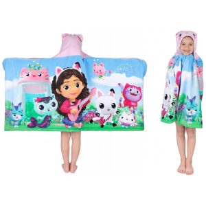 Toalha com Capuz de Algodão Macio Franco Kids DreamWorks Gabby's Dollhouse para Banho Piscina e Praia 61 cm x 127 cm