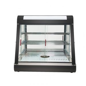 Expositor Aquecedor de Alimentos KOUWO Preto 3 Prateleiras 66 cm com Portas Corrediças e Bandeja de Água 110V