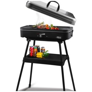 Churrasqueira Elétrica Artestia 1800W com Tampa - Controle de Temperatura - Suporte Removível - Ideal para Cozinhar Churrascos e Festas em Família