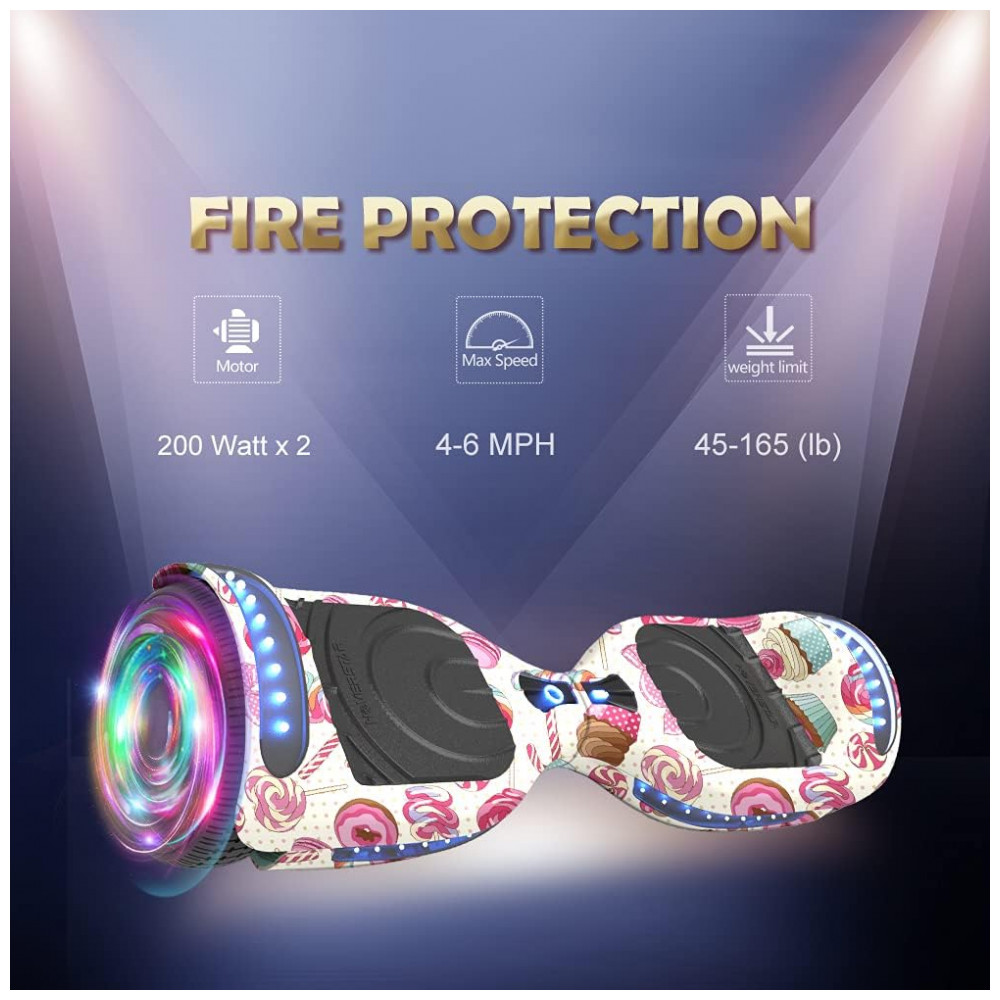 Hoverboard Certificado HS2.01 Terra dos Doces com Rodas LED Piscantes, Bluetooth e Luzes LED - Imagem 5