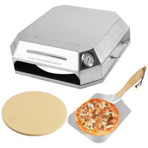 Forno de Pizza Universal de Aço Inoxidável com Termômetro e Acessórios ONLY FIRE F BRK6053 SS1 B Prateado