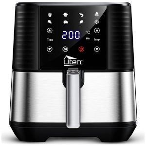 Fritadeira Elétrica Air Fryer 55 Litros com 7 Predefinições com Tela Digital 110V 1700W Uten Prata e Preta