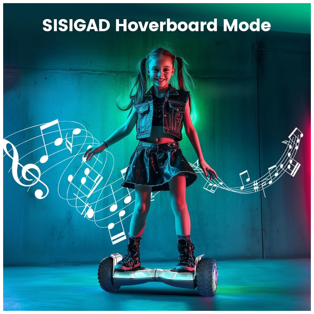 SISIGAD Kart para Scooter, Assento para Scooter de Equilíbrio Automático de 6,5 Polegadas com Bluetooth e Luzes LED - Crianças e Adultos - Imagem 3