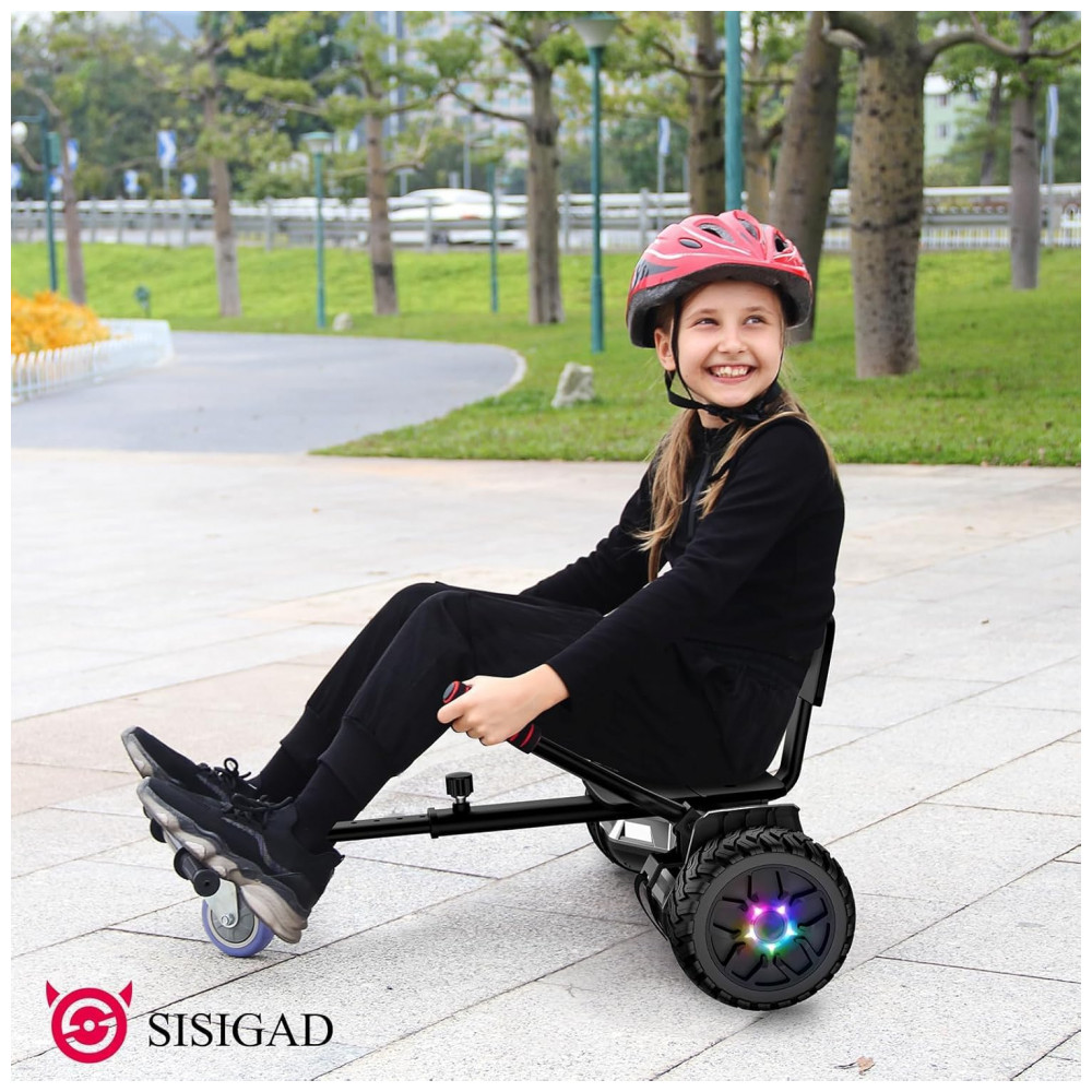 SISIGAD Kart para Scooter, Assento para Scooter de Equilíbrio Automático de 6,5 Polegadas com Bluetooth e Luzes LED - Crianças e Adultos - Imagem 5