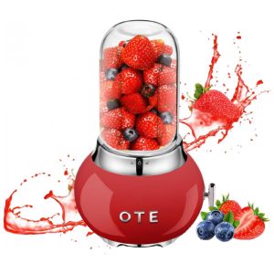 Mini Liquidificador Retrô OTE Vermelho 200W Jarra de Vidro 400ml 220V