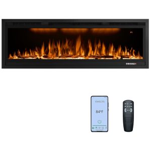 Lareira Elétrica de Embutir A44x132L com Controle Remoto e Temporizador 110V 1500W Rodalflame Preta
