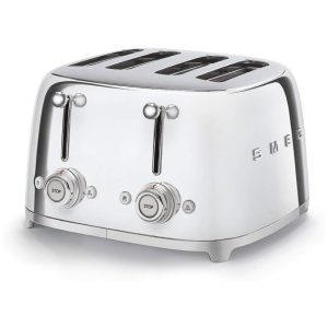 Torradeira Elétrica de 4 Fatias Aço Inoxidável 1800W 110v SMEG TSF03 Prateado