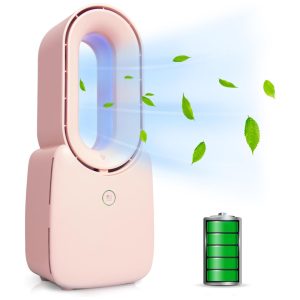 Ventilador de Mesa sem Lâmina Portátil e Recarregável 5V 5W CONBOLA Rosa.