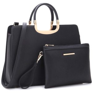 Bolsa Feminina de Ombro com Alça Superior e Carteira Combinando DASEIN XL 19 2828 BK FBA Preto