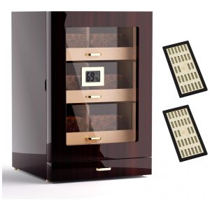 Umidade Controlada com Precisão: Armário Umidor de Charutos Woodronic para 150 Charutos com Gaveta de Acessórios Bandejas e Divisórias de Cedro