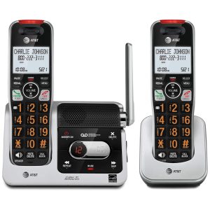 Telefone Sem Fio AT&T BL1022 DECT 6.0 com 2 Aparelhos Bloqueador de Chamadas e Identificador de Chamadas em Prata - Kit Residencial
