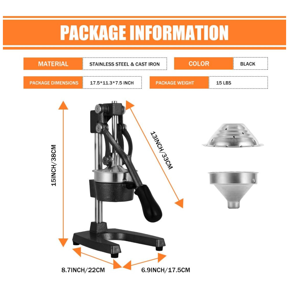 Gowintech Espremedor Manual Profissional Aço Inoxidável Preto - Imagem 7