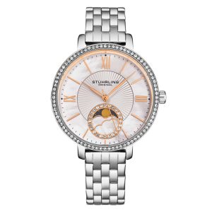 Relgio Stuhrling Horizon 4038 36mm estilo clssico moldura e pulseira prateadas