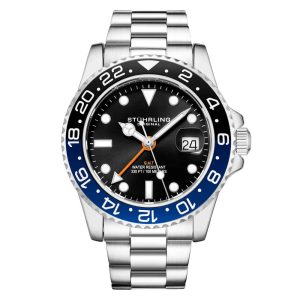 Relógio Stuhrling Abismo 42mm - Preto e Prata Resistente à Água Design Moderno e Sofisticado.