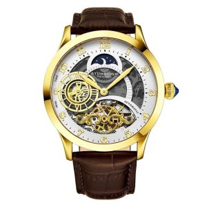 Relógio Masculino Stuhrling Radiant 925 Automático 44mm Marrom e Dourado
