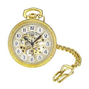 Relógio de Bolso Masculino Stuhrling Jove 986 Quartzo 48mm Dourado