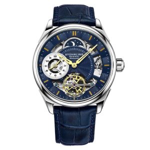 Relgio Presidia 943A Automtico 42mm Mostrador Azul e Pulseira de Couro Azul - Stuhrling