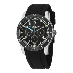 Relógio Aviator 818 com Mostrador Preto e Fivela Tang Prata - Stuhrling
