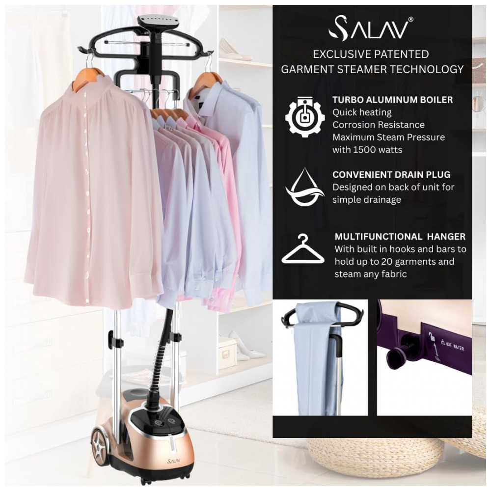 SALAV Deluxe Edição Limitada Série Profissional de Vaporizador de Roupas com Duplo Suporte e Pedais, 3 Pacotes de Descalcificante, - Imagem 4