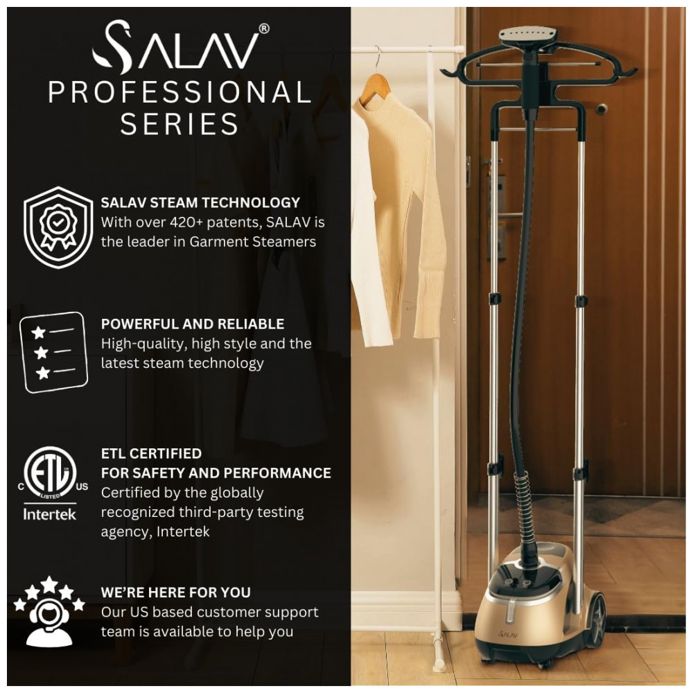 SALAV Deluxe Edição Limitada Série Profissional de Vaporizador de Roupas com Duplo Suporte e Pedais, 3 Pacotes de Descalcificante, - Imagem 8