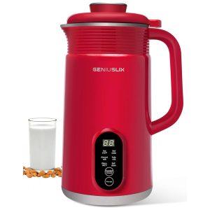 Máquina de Leite Vegetal 700mL com Limpeza Automática e Controle de Temperatura Geniuslix Vermelha