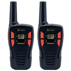 Rádio Comunicador Walkie Talkie Cobra ACXT145 Compacto Recarregável Leve 22 Canais Alcance de 25 km Rádio de 2 Vias (2 Unidades) Preto.