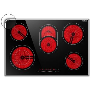 Cooktop Elétrico Karinear 76 cm 84 kW com 5 Bocas Cooktop Cerâmico Embutido com Vidro Temperado e Corpo Metálico Fogão Versátil