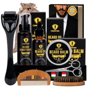 Kit para Barba Profissional Portátil com Cera e Pente 7 Itens CEENWES Preto