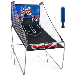 Basquete Eletrônico Arcade Dobrável Giantex com 8 Modos de Jogo 4 Bolas 2 Cestos Bomba de Ar e Placar LCD Ideal para Adultos e Crianças.