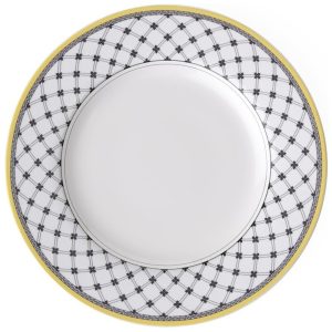 Prato para Jantar de 26 cm Elegância e Praticidade em Sua Mesa com Formato Redondo e Material de Porcelana Villeroy Boch Branco Cinza e Amarelo
