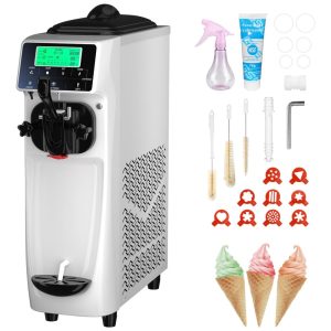 Máquina de Sorvete Profissional 15L por Hora com 1 Bico e Tela LCD 110V 1050W GSEICE Branca