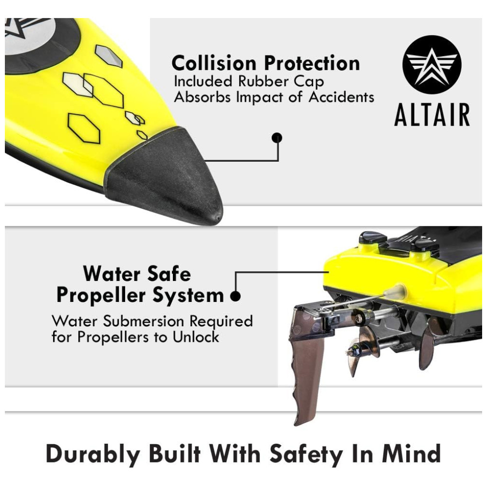 Barco de Controle Remoto para Adultos até 23km por hora Recarregável ALTAIR AERIAL Amarelo - Imagem 2