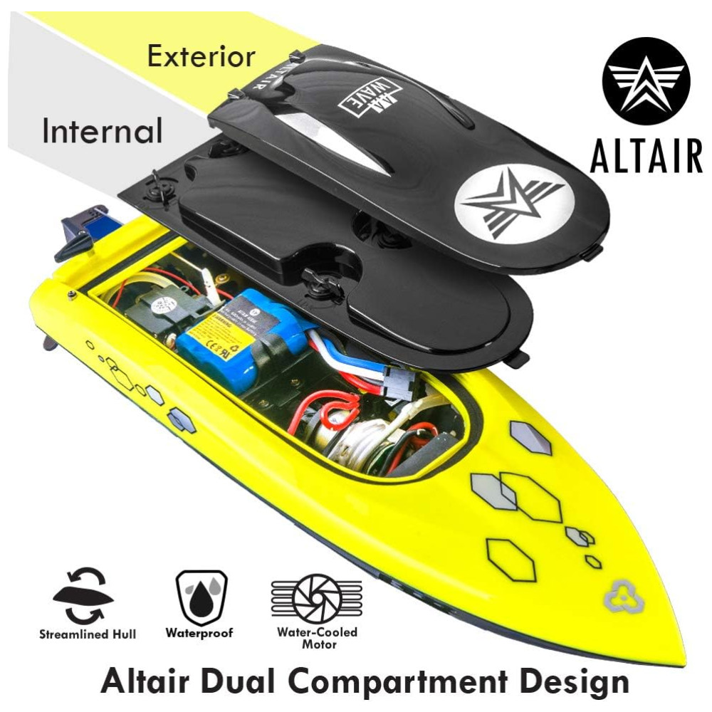 Barco de Controle Remoto para Adultos até 23km por hora Recarregável ALTAIR AERIAL Amarelo - Imagem 3