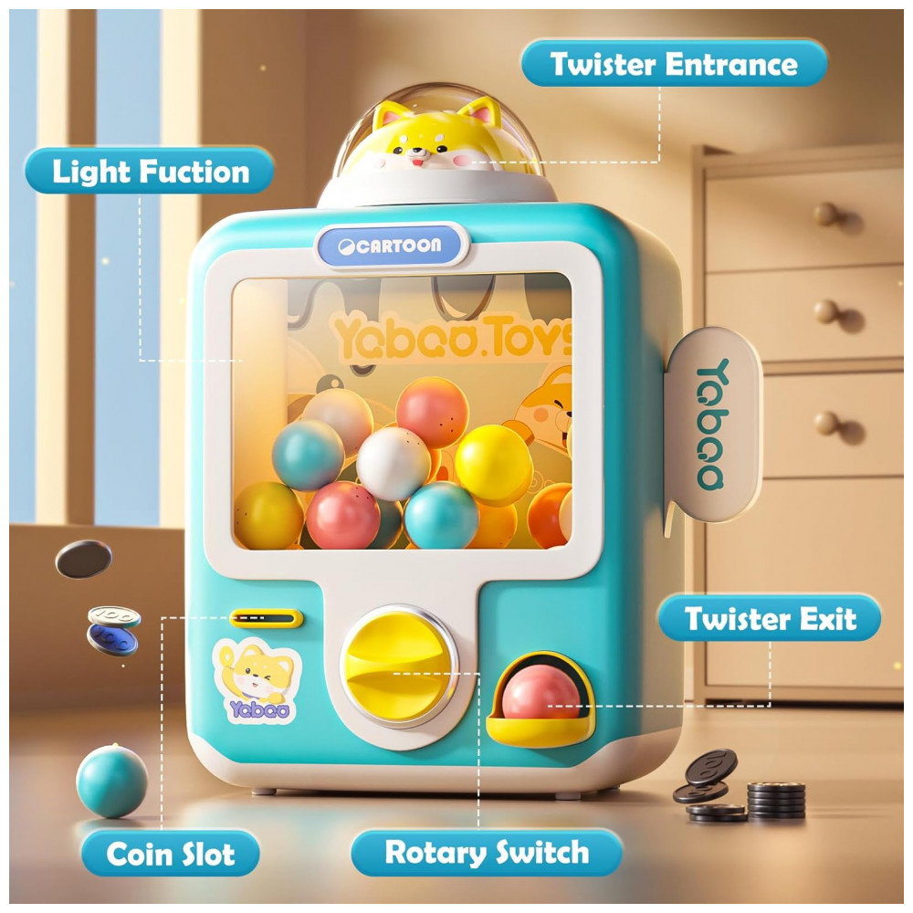 Máquina de Garra Azul Skirfy – Mini Arcade Infantil com 12 Brinquedos, Ovos‑Surpresa, Luzes e Música - Imagem 4