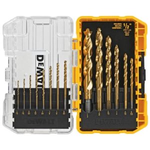 Conjunto de Brocas em Titânio com Estojo 14 Peças DEWALT DW1354 Amarelo