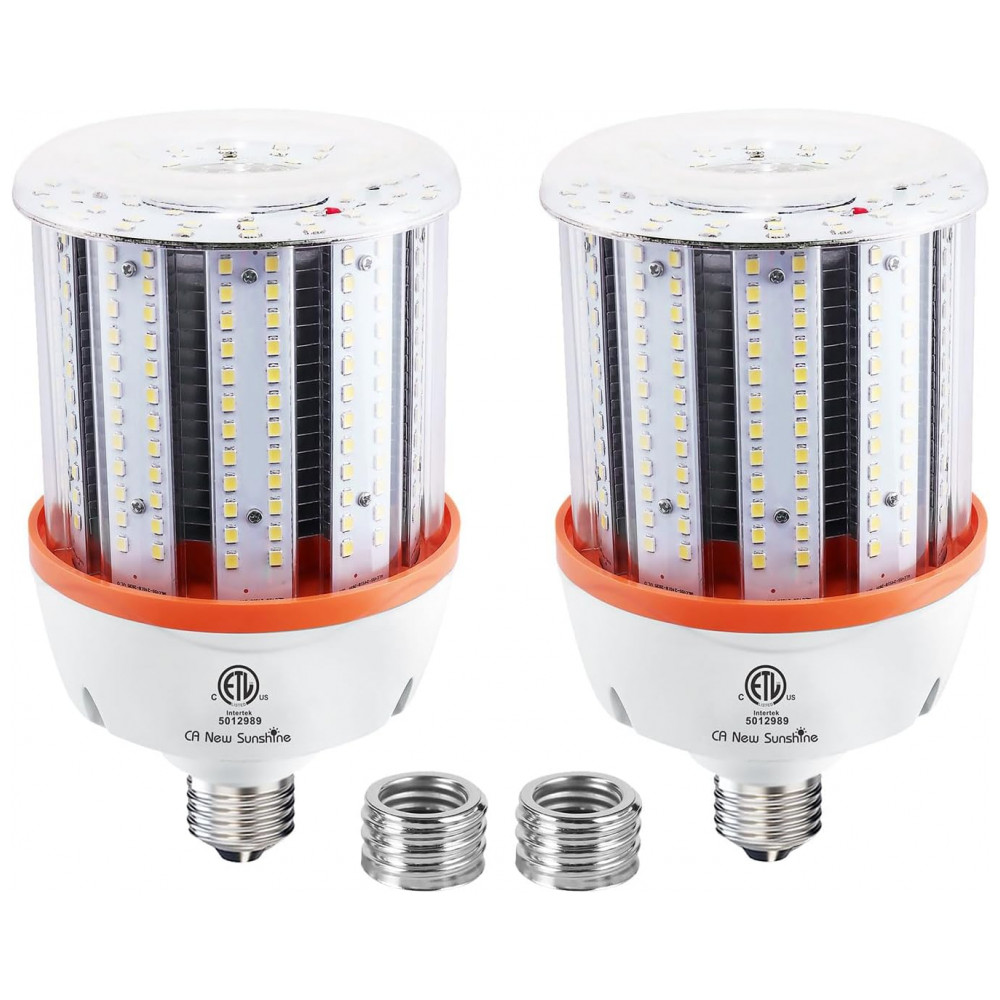 Lâmpada LED Corn 80W CA New Sunshine (2 un), 12.000 lúmens, 5000K daylight, base E26/E39, super brilhante, para galpão, garagem, fábrica e área externa.